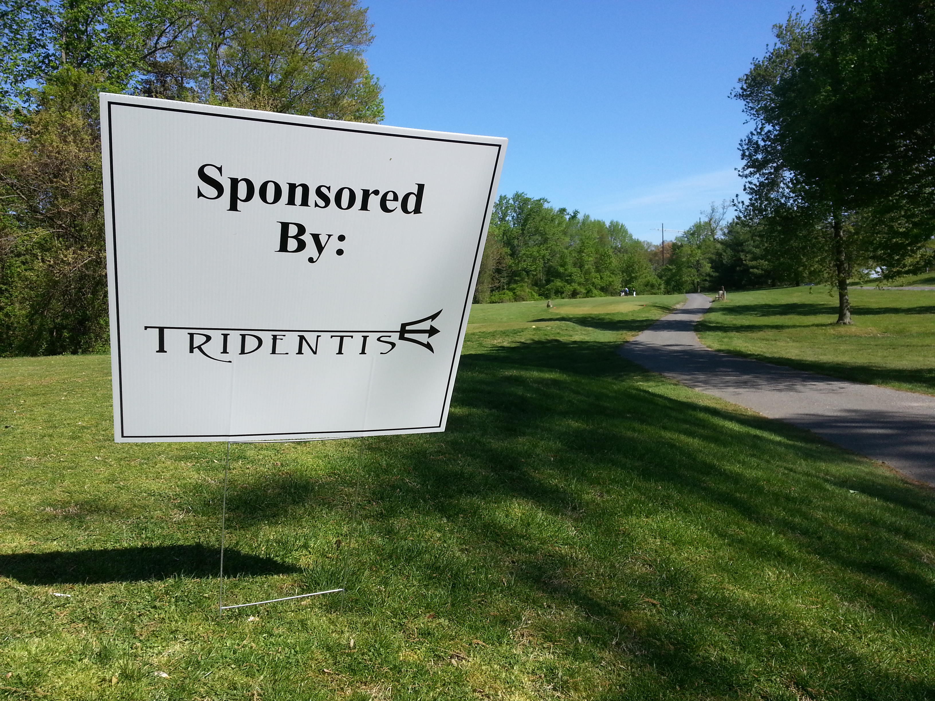 Golf tournament hole sponsorship sign